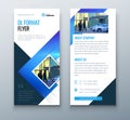 Blue DL Flyer design with square shapes, corporate business template for dl flyer. Creative concept flyer or banner