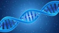 A blue dna double helix structure on a dark blue background Royalty Free Stock Photo