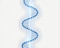Abstract blue DNA double helix structure with glowing particles and light flares on a white background Royalty Free Stock Photo