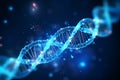 blue DNA gene helix spiral molecule structure. Generative AI Royalty Free Stock Photo