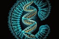 Blue DNA helices under a microscope, DNA research in the future, Generative AI Royalty Free Stock Photo