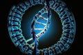 Blue DNA helices under a microscope, DNA research in the future, Generative AI Royalty Free Stock Photo