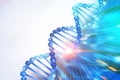 Blue dna helix over white blue background Royalty Free Stock Photo