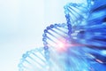 Blue dna helix over white blue, science concept Royalty Free Stock Photo