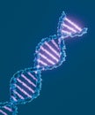 Blue DNA Helix Structure - Biotechnology and Genetic Research. Genetic Code Visualization Royalty Free Stock Photo
