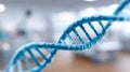 Blue DNA model in a science lab setting Royalty Free Stock Photo