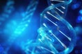 A blue dna strand with a blue background