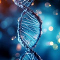 Blue DNA Strand Close-up. Royalty Free Stock Photo