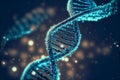 Blue DNA strand molecular structure model, Generative AI Royalty Free Stock Photo
