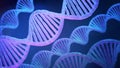 Blue DNA structure of blue light on dark background 3D illustration Royalty Free Stock Photo