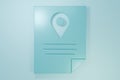 Blue Document tracking marker system icon isolated on blue background. Parcel tracking. Minimalism concept. 3D render Royalty Free Stock Photo