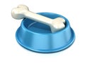 Blue dog bowl with bone