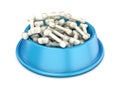 Blue dog bowl with bones, 3D Royalty Free Stock Photo