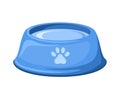 Blue dog bowl with water. Vector illustration.