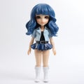 Camila: Stylistic Manga Doll With Blue Hair And White Jacket