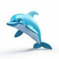 Playful Blue Dolphin 3d Render On White Background Royalty Free Stock Photo