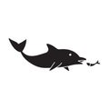 Blue dolphin vector icon.Black vector icon isolated on white background blue dolphin . Royalty Free Stock Photo