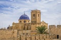 Blue dome and bell tower of the Santa MarÃÂ­a Basilica of Elche, Alicante, Valencia, Spain, Europe