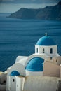 Blue dome church in Oia village, Santorini island, Greece Royalty Free Stock Photo