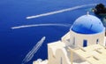 The Blue Dome Churches Oia Santorini Royalty Free Stock Photo
