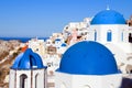 blue dome churches santorini oia Royalty Free Stock Photo