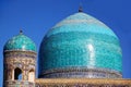 The blue dome of Tilya Kori Madrasah, Samarkand, Uzbekistan