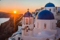 Blue dome of white church in Oia, Santorini, Greece Royalty Free Stock Photo