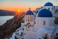 Blue dome of white church in Oia, Santorini, Greece Royalty Free Stock Photo