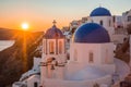 Blue dome of white church in Oia, Santorini, Greece Royalty Free Stock Photo