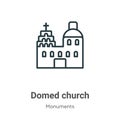 Blue domed church outline vector icon. Thin line black blue domed church icon, flat vector simple element illustration from