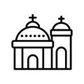 Blue Domed, Church, Santorini, Greece fully editable vector icons Royalty Free Stock Photo