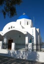 A blue domed church in Santorini, Greece Royalty Free Stock Photo
