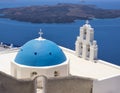 Blue domed church in Santorini, Greece