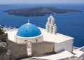 Blue domed church in Santorini, Greece Royalty Free Stock Photo