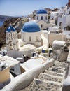 Blue domed churches in Santorini, Greece Royalty Free Stock Photo