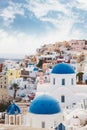 Blue domes of churches in Oia, Santorini, Greece. Royalty Free Stock Photo