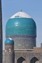 Domes of a mosque in winter.   . Samarkand. Royalty Free Stock Photo
