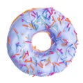 Blue donut decorated with colorful sprinkles isolated on white background Royalty Free Stock Photo