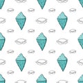 Blue doodle iceberg polar illustration seamless pattern. Cold arctic wallpaper