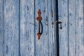 Blue door with doorhandle, Germany Royalty Free Stock Photo