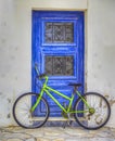 Blue Door with Green Bicycle