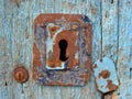 Blue door with keyhole Royalty Free Stock Photo