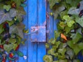 Blue door and open lock in Rosh Pina Israel Royalty Free Stock Photo