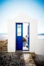 Blue door on Santorini Royalty Free Stock Photo