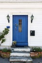 Blue door in old town Stavanger in Norway Royalty Free Stock Photo