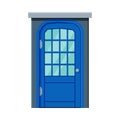 Blue Door in Vintage Style, Architactural Design Element Vector Illustration Royalty Free Stock Photo