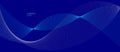 Blue dots in motion dark vector abstract background, particles array wavy flow, curve lines of points in movement, technology and Royalty Free Stock Photo