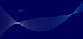 Blue dots in motion dark vector abstract background, particles array wavy flow, curve lines of points in movement, technology and Royalty Free Stock Photo