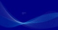 Blue dots in motion dark vector abstract background, particles array wavy flow, curve lines of points in movement, technology and Royalty Free Stock Photo
