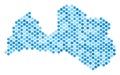 Blue Dotted Latvia Map
